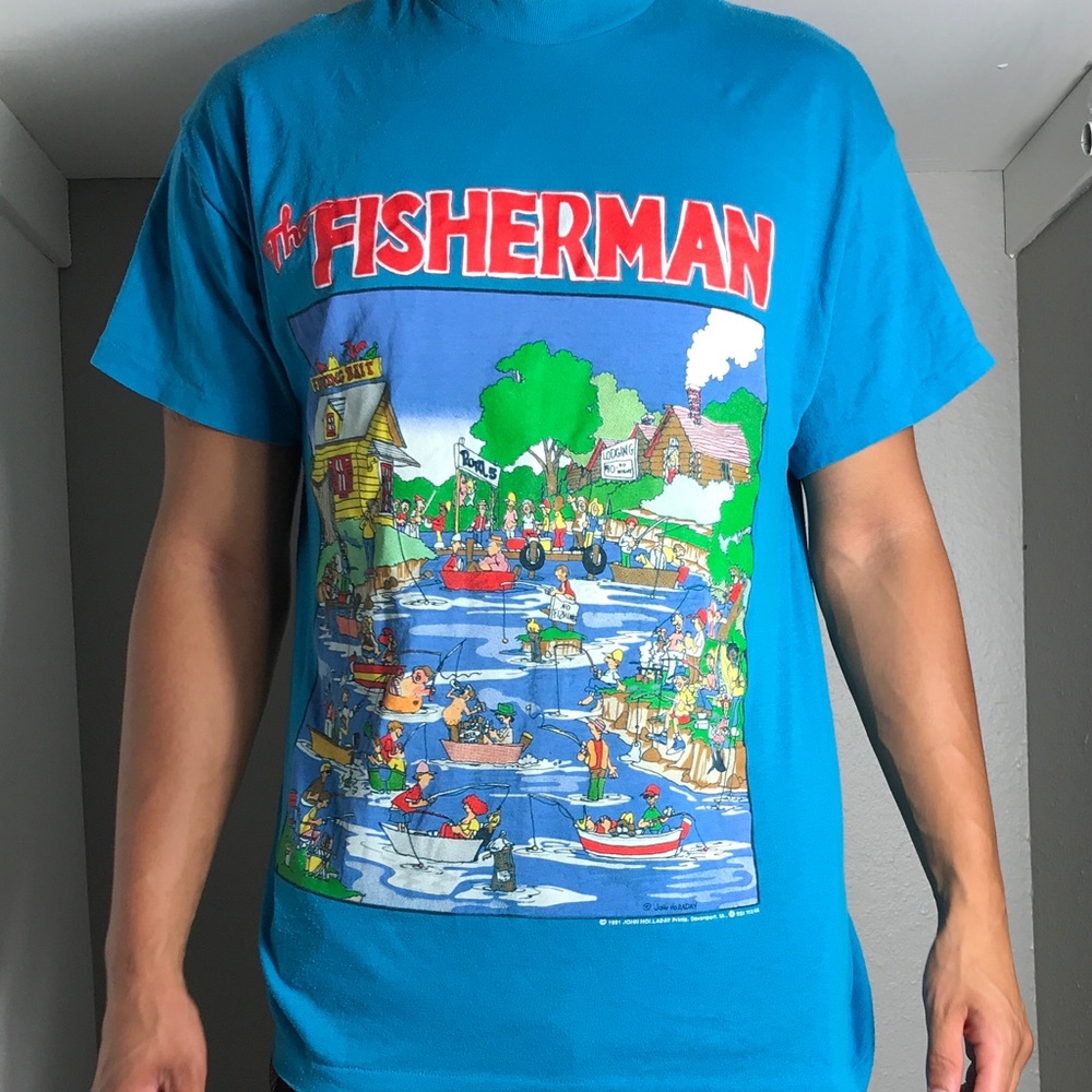Vintage single Stitch the fisherman shirt Large